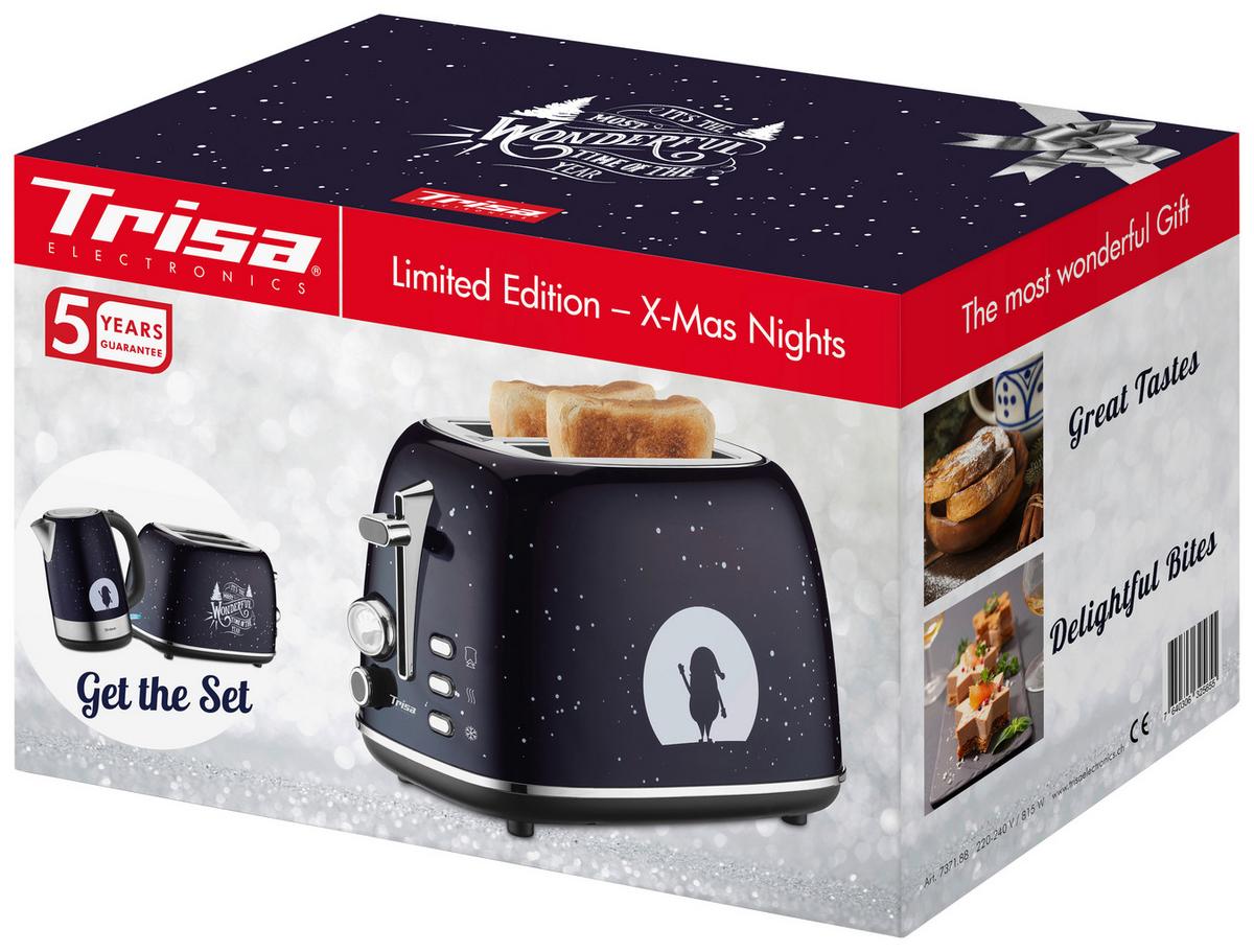 Toaster X-Mas Nights mit Auftau- & Aufwärmfunktion - Dunkelblau, KONVENTIONELL, Metall (18/28/18cm) - Trisa Electronics