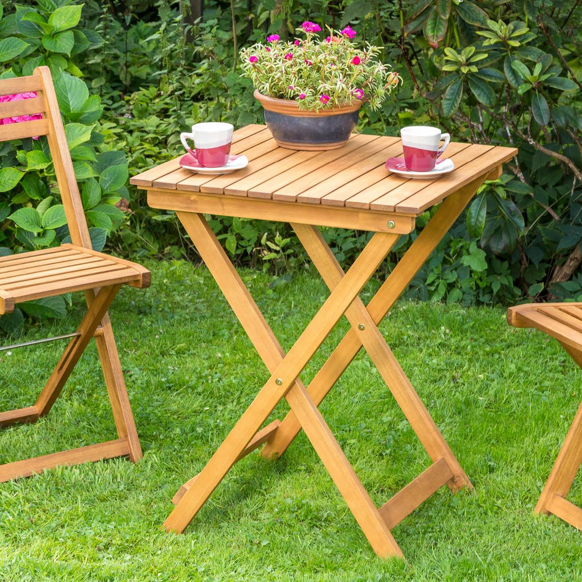 Gartentisch Klappbar Porto Echtholz L: 60 cm - Naturfarben, KONVENTIONELL, Holz (60/74/60cm) - Gardenson