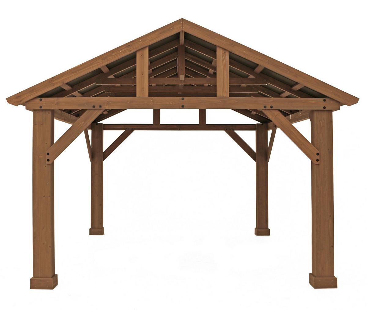 Pavillon YUKon 366x427 cm wetterfest regenabweisend - Naturfarben, Basics, Holz/Metall (366/330/427cm)