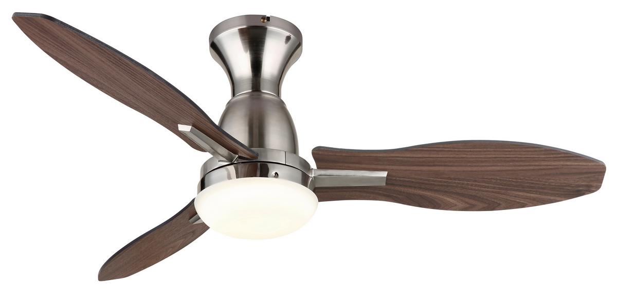 Deckenventilator Gale D:107cm Opal Nickelfarben Braun - Hellbraun/Dunkelbraun, KONVENTIONELL, Holzwerkstoff/Kunststoff (107/32,5cm) - Globo