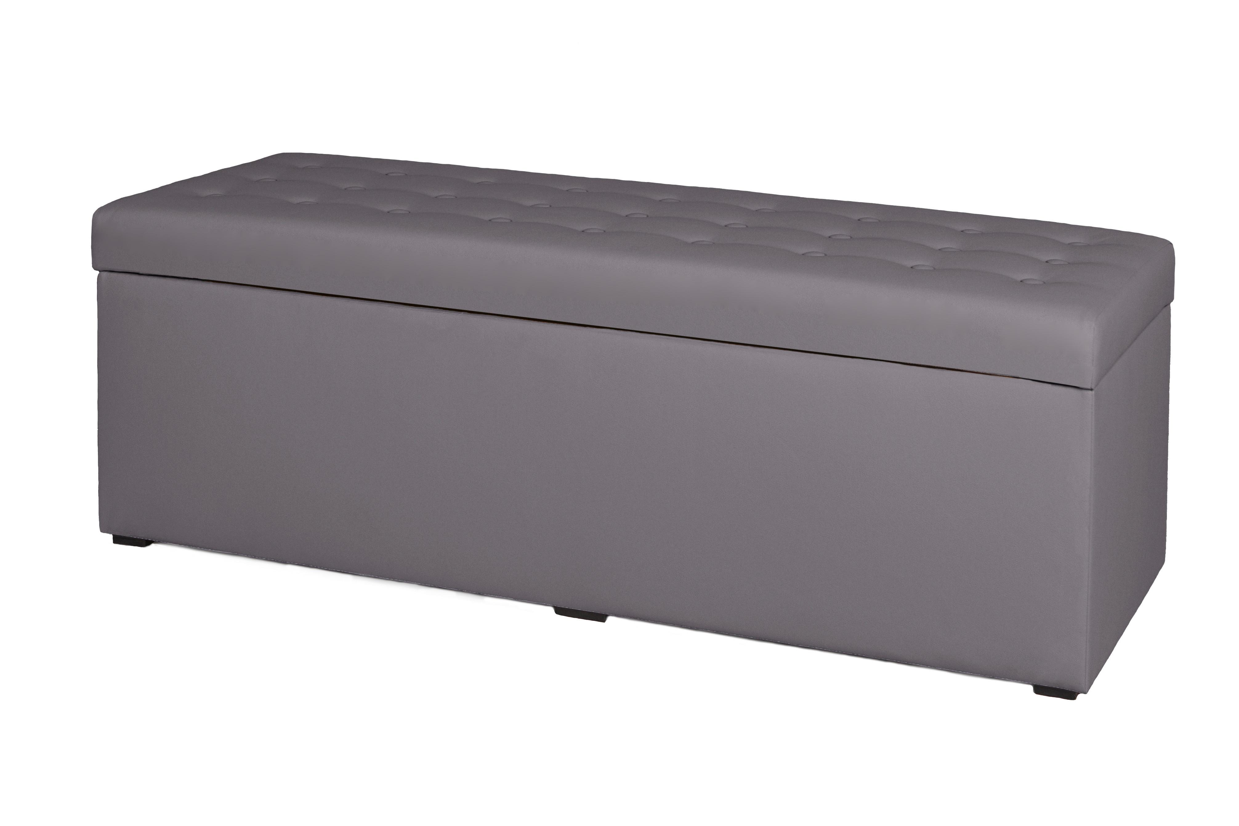 Hockerbank Pouf Welle Grau H: 45 cm mit Stauraum - Schwarz/Grau, Basics, Textil (120/45/42cm) - P & B