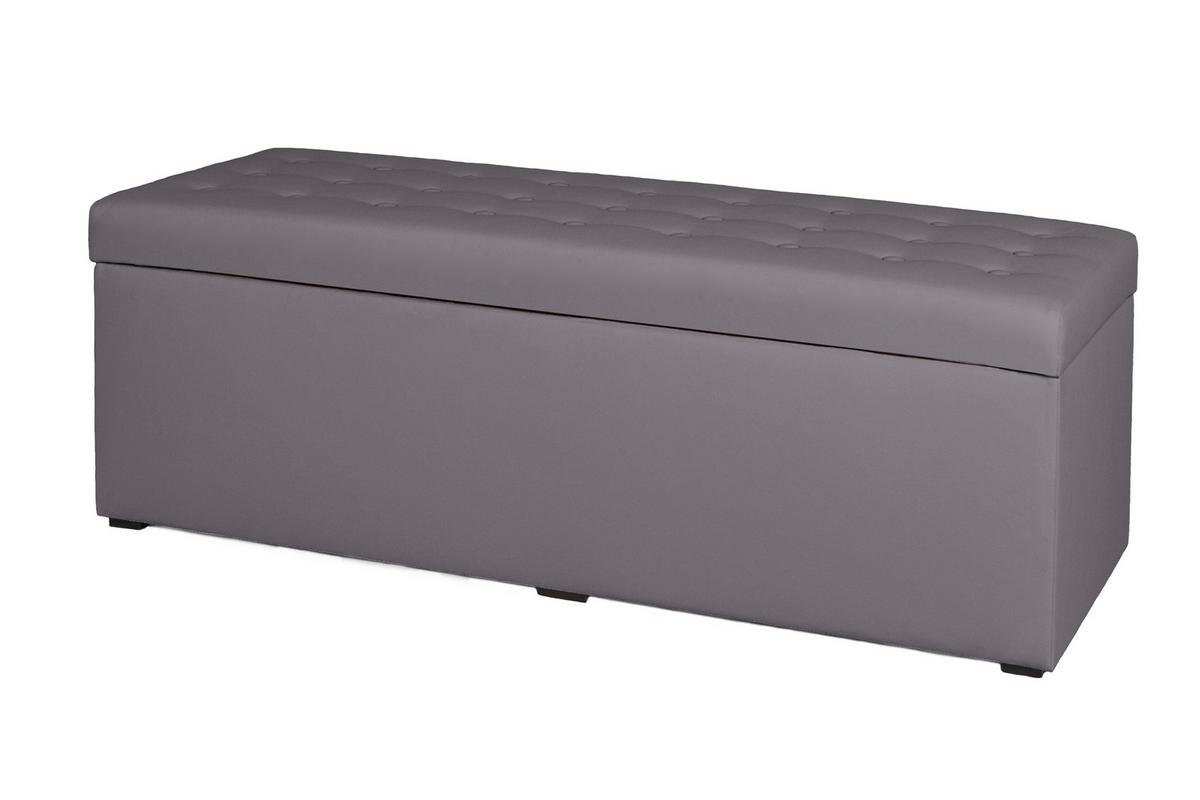 Hockerbank Pouf Welle Grau H: 45 Cm Mit Stauraum - Schwarz/Grau, Basics, Textil (120/45/42cm) - P & B