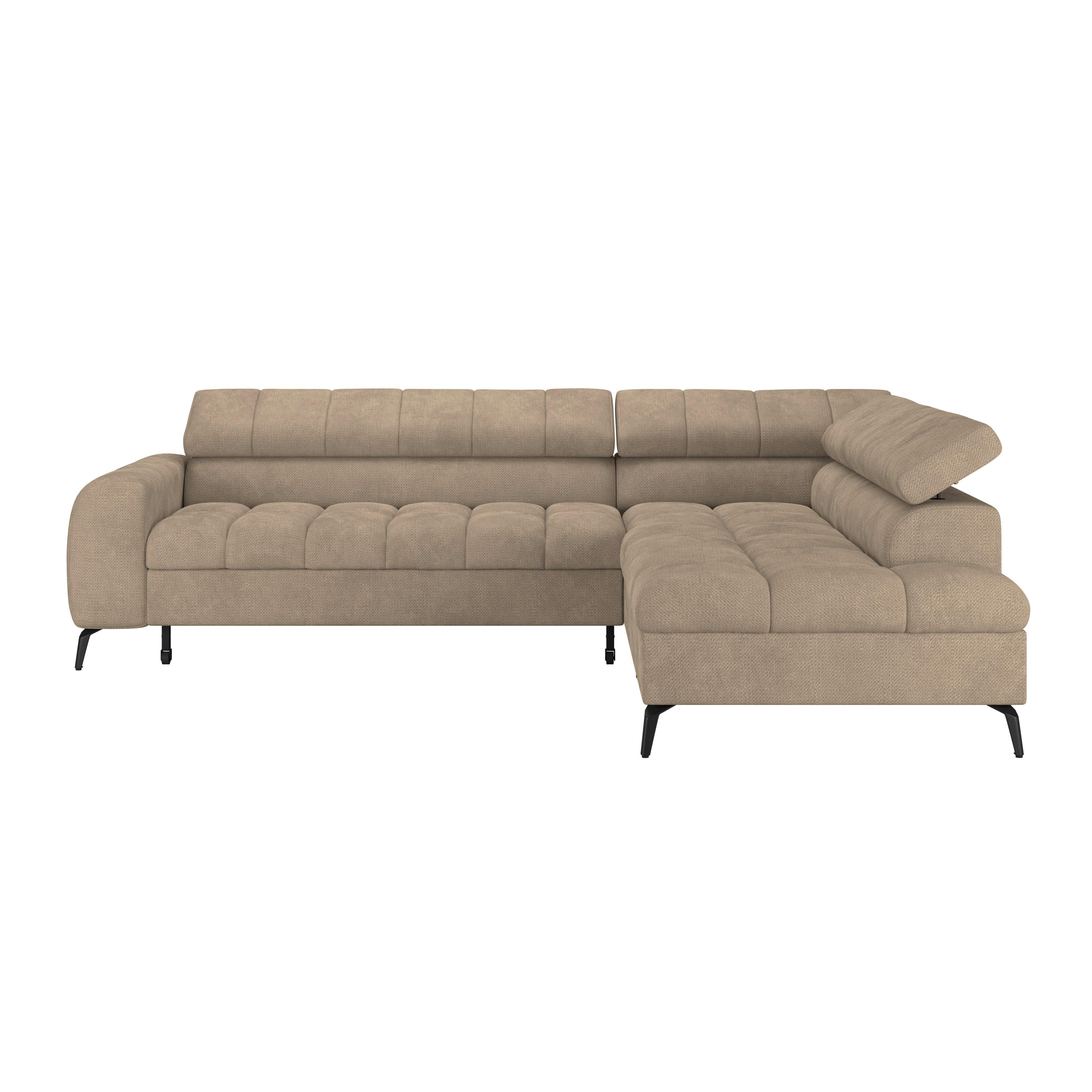 Ecksofa Volf rechts new beige, S: 261x203 cm - Beige/Schwarz, Trend, Kunststoff/Textil (261/203cm)