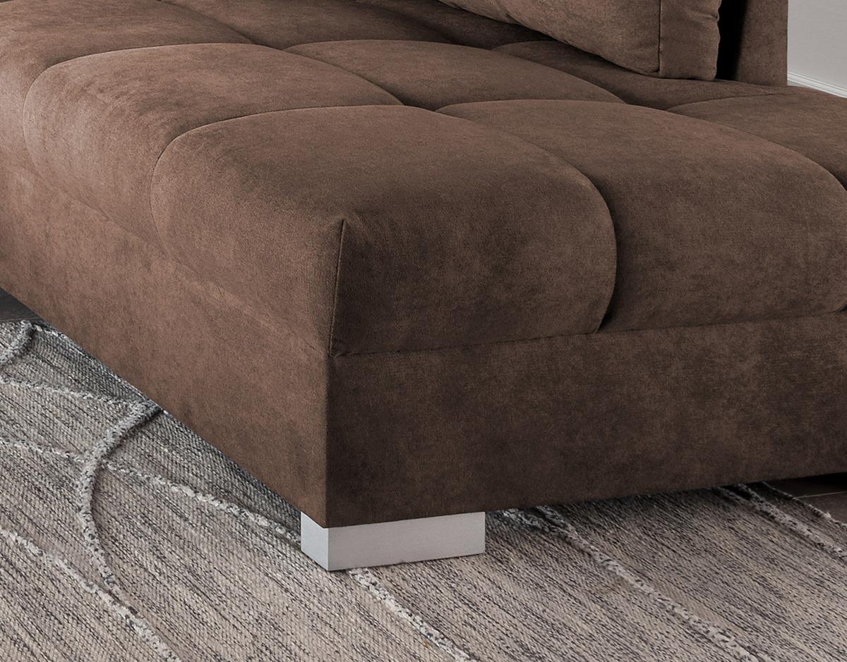Eckschlafsofa Alvito Braun S: 298/202 cm - Silberfarben/Braun, Design, Textil (298/202cm) - MID.YOU