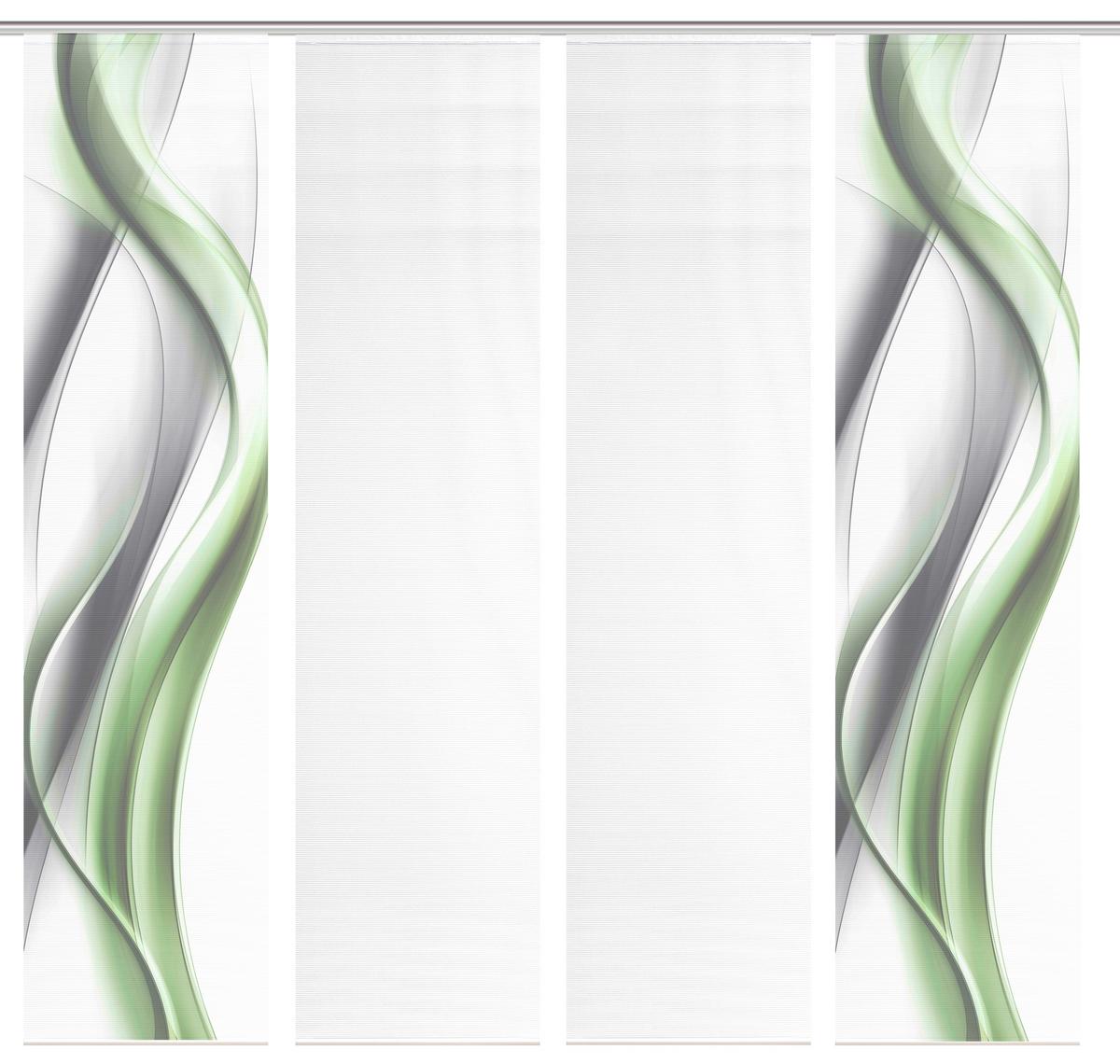 Flächenvorhang Cara 4er Set - Weiß/Grün, Design, Textil (60/260cm)