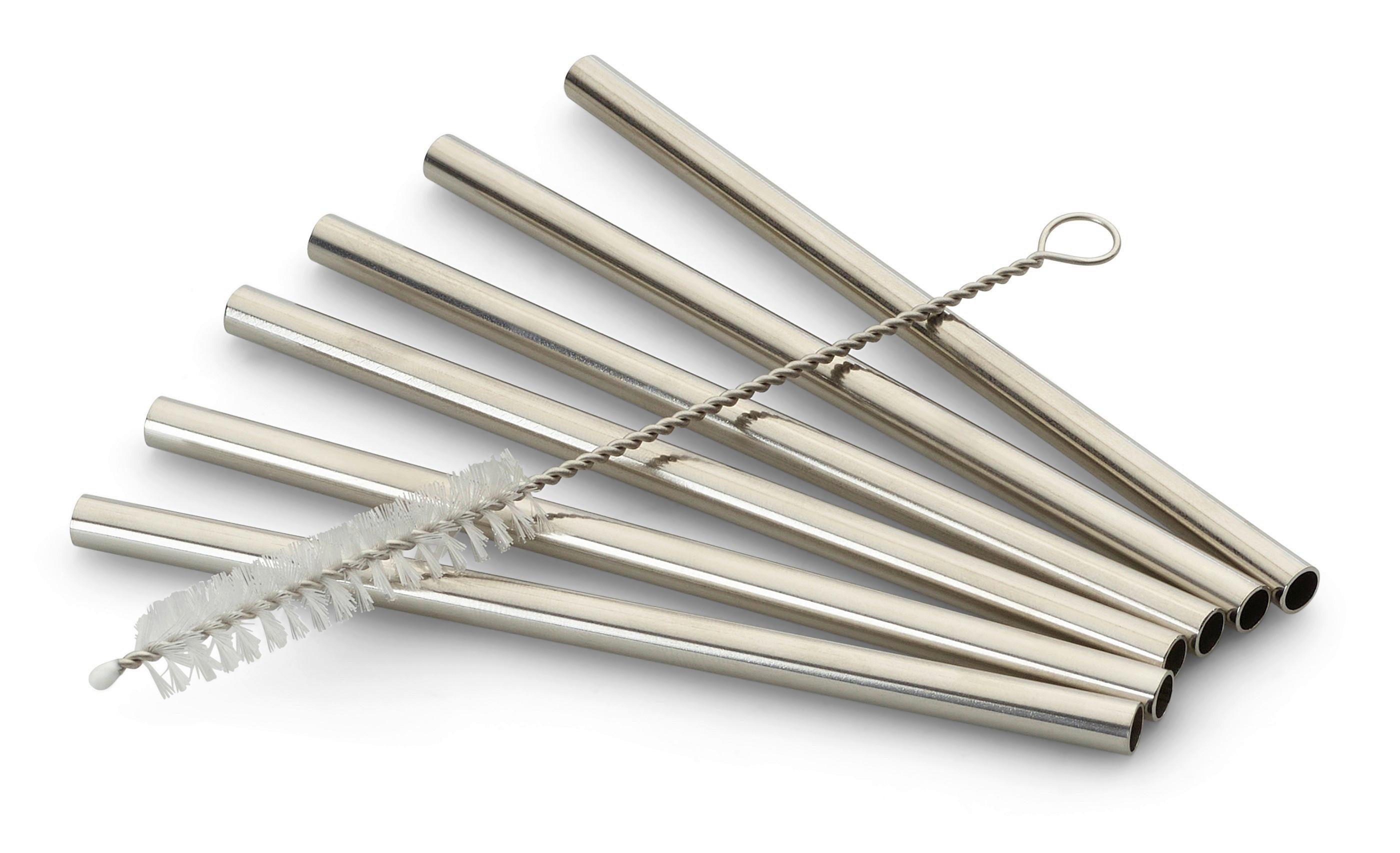 Trinkhalmset Edelstahl 6er Set, Wiederverwendbar - Edelstahlfarben, Basics, Metall (12cm) - Echtwerk