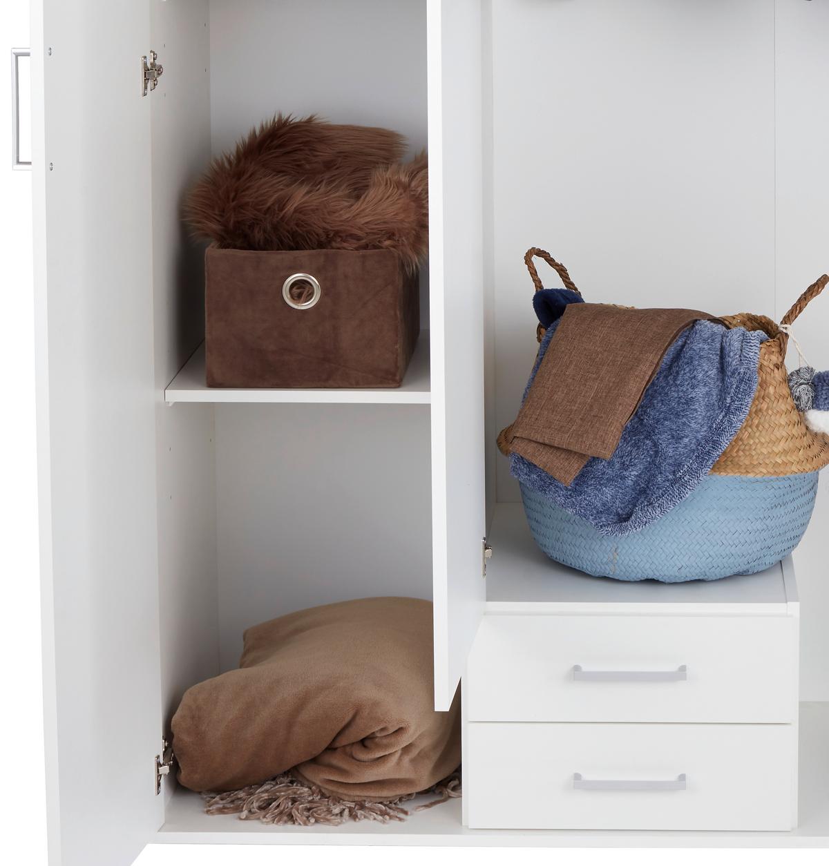 Drehtürenschrank Mit Spiegel 120 Cm Paul, Weiß - Eichefarben/Weiß, Basics, Glas/Holzwerkstoff (120/196/55cm)