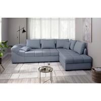 Eckschlafsofa Alvito Hellblau S: 298x202 Cm - Schwarz/Hellblau, MODERN, Textil (298/202cm) - MID.YOU