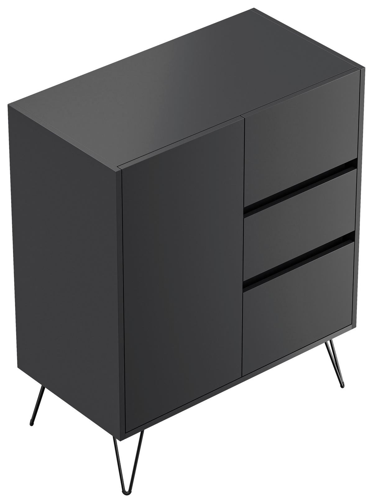 Sideboard Posseik Industrial Graphitfarben B: 76 cm - Schwarz/Graphitfarben, Design, Holzwerkstoff (76/93,6/42cm) - P & B