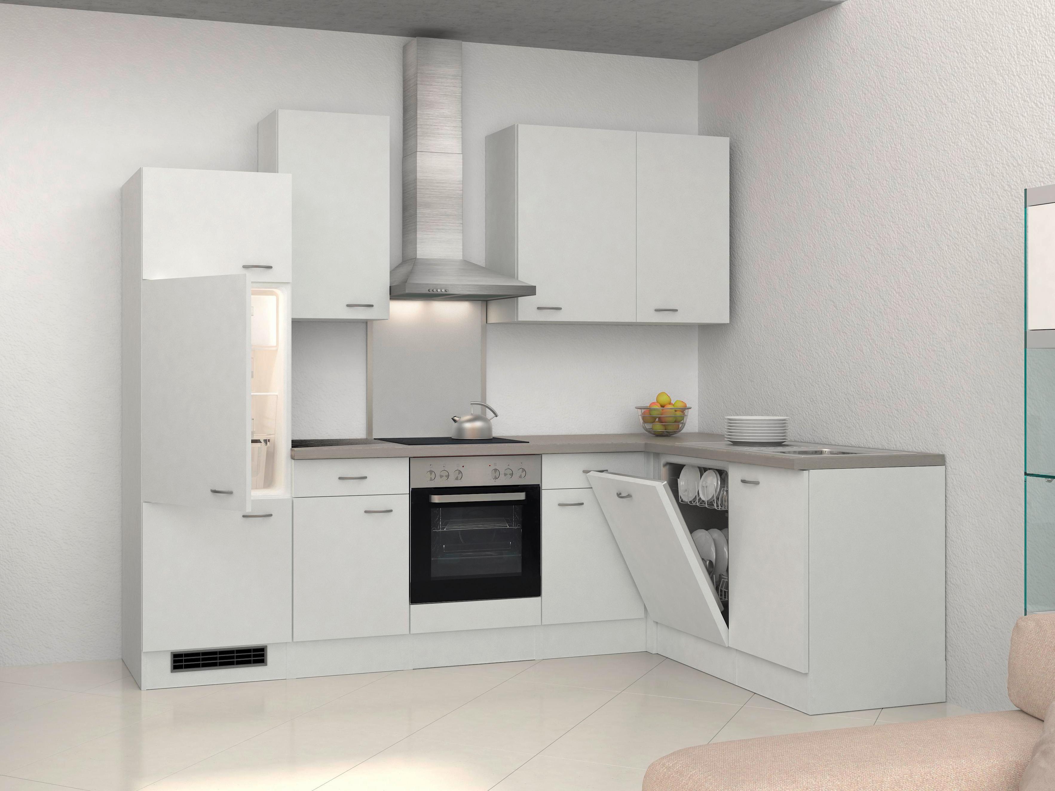 Eckküche Wito mit Geräten 280x170 cm Grau/Weiß Elegant