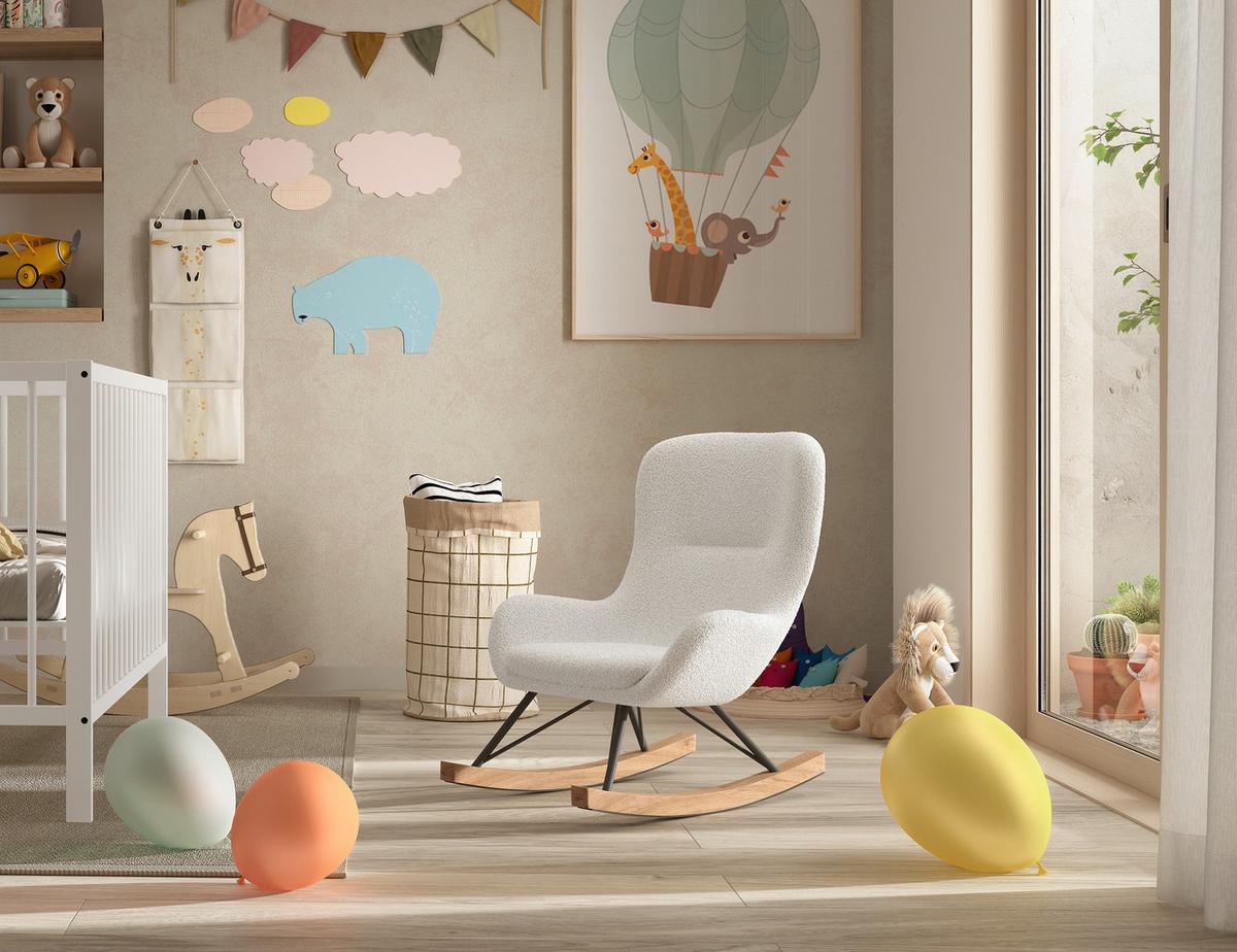 Kindersessel Boucle - Weiß, MODERN, Textil (55/69/65cm) - MID.YOU