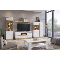 Stapelprogramm Calabria Weiß/Eiche Dekor B: 324,5 cm - Eichefarben/Weiß, Trend, Glas/Holzwerkstoff (324,5/200,5/40cm)