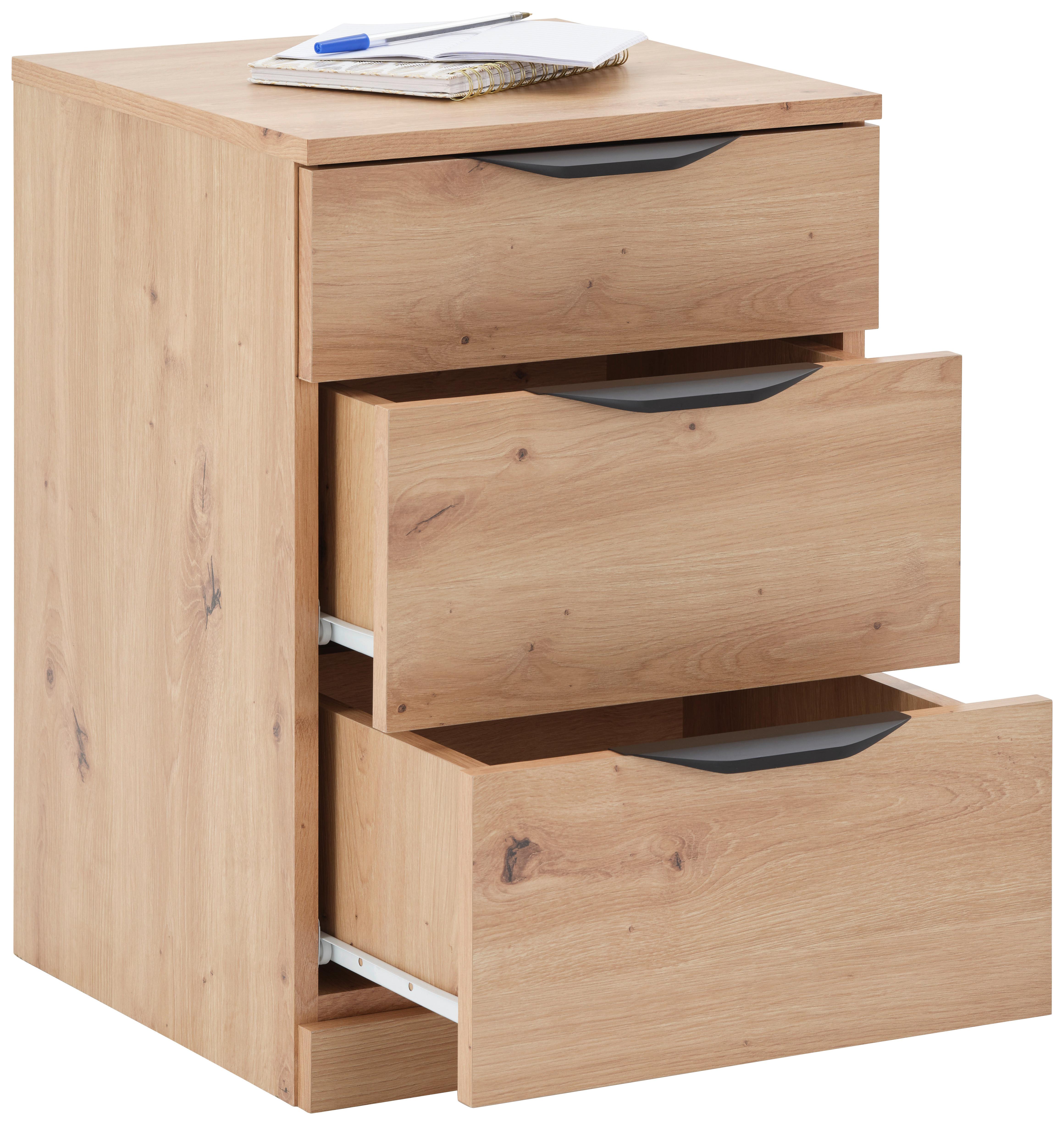 Kommode Rimini Mit 3 Laden Eiche Artisan, B: 40 cm - Eiche Artisan, Trend, Holzwerkstoff/Kunststoff (40/60,1/40cm)
