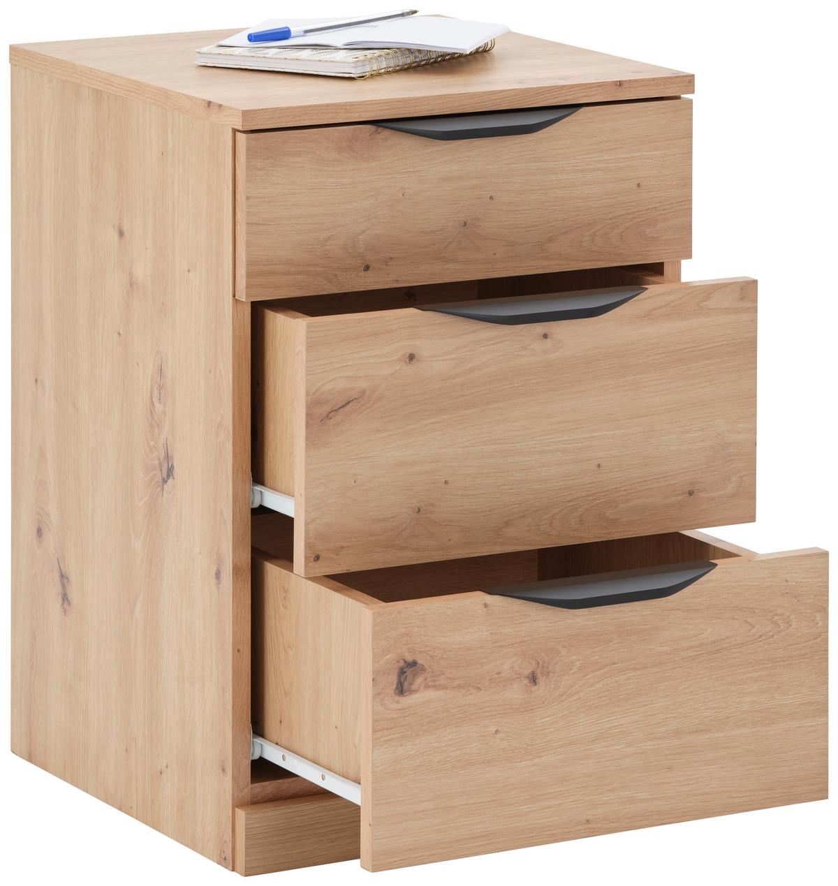 Kommode Rimini Mit 3 Laden Eiche Artisan, B: 40 Cm - Eiche Artisan, Trend, Holzwerkstoff/Kunststoff (40/60,1/40cm)