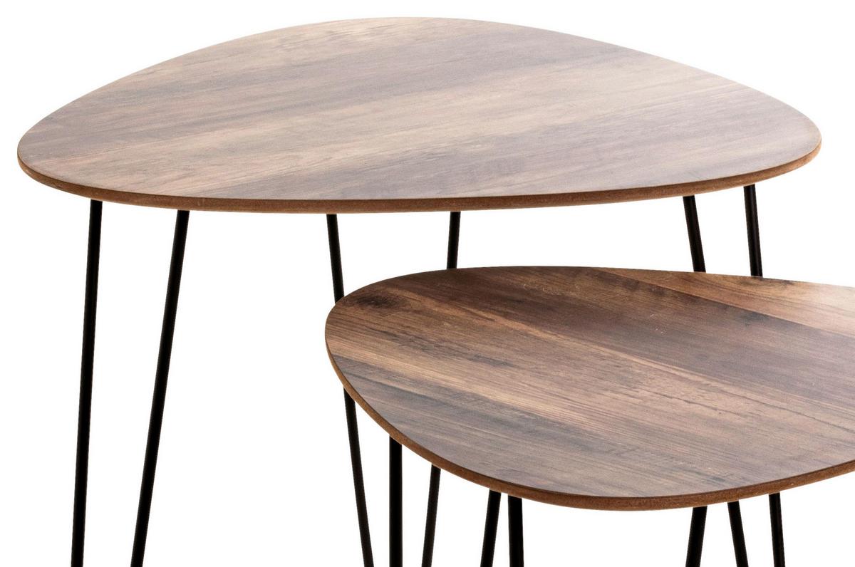Kisasztal Szett Duo - fekete/tölgyfa, Modern, faalapú anyag/fém (48/48/48cm)