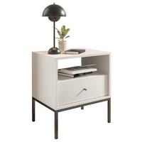 Nachkästchen Weiß H: 56 cm Ines - Schwarz/Weiß, MODERN, Holzwerkstoff (54/56/39cm) - MID.YOU