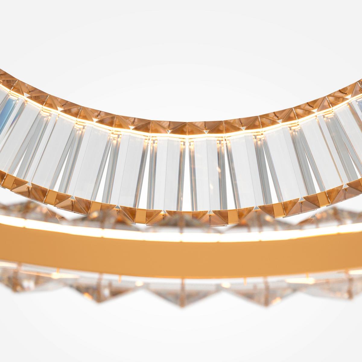 Pendelleuchte Krone - Transparent/Goldfarben, Trend, Glas/Metall (100/50cm) - MAYTONI