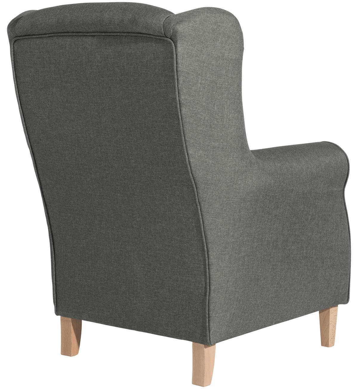 Ohrensessel Lorris - Buchefarben/Hellgrau, Design, Textil (77/103/86cm) - Max Winzer