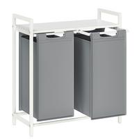 Wäschekorb Blh201w11 - Weiß/Grau, Trend, Holzwerkstoff/Textil (73/72/33cm) - MID.YOU