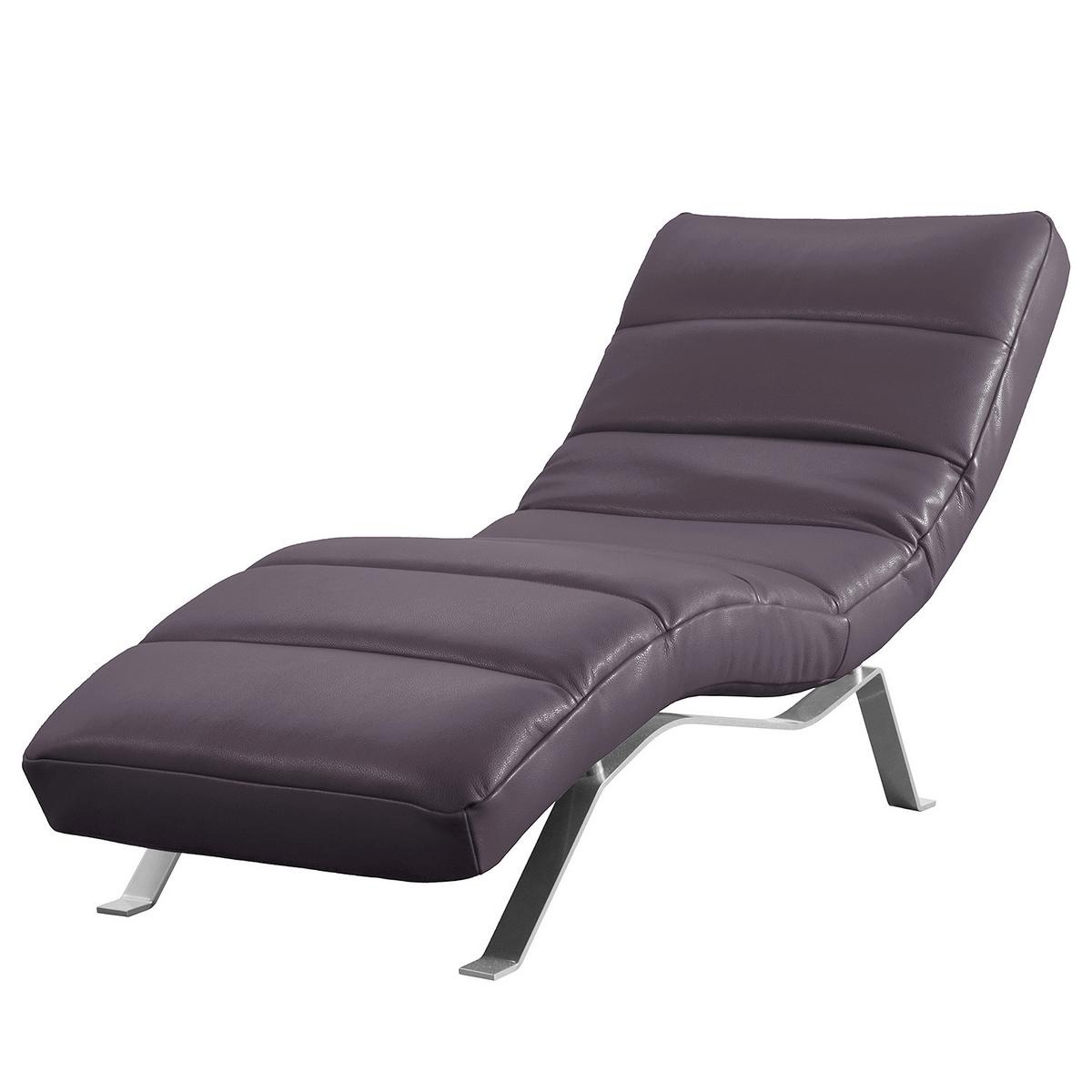 Relaxliege Swing Silver Aubergine B: 65 cm - Silberfarben/Aubergine, Design, Leder (65/65-95/171cm) - Livetastic