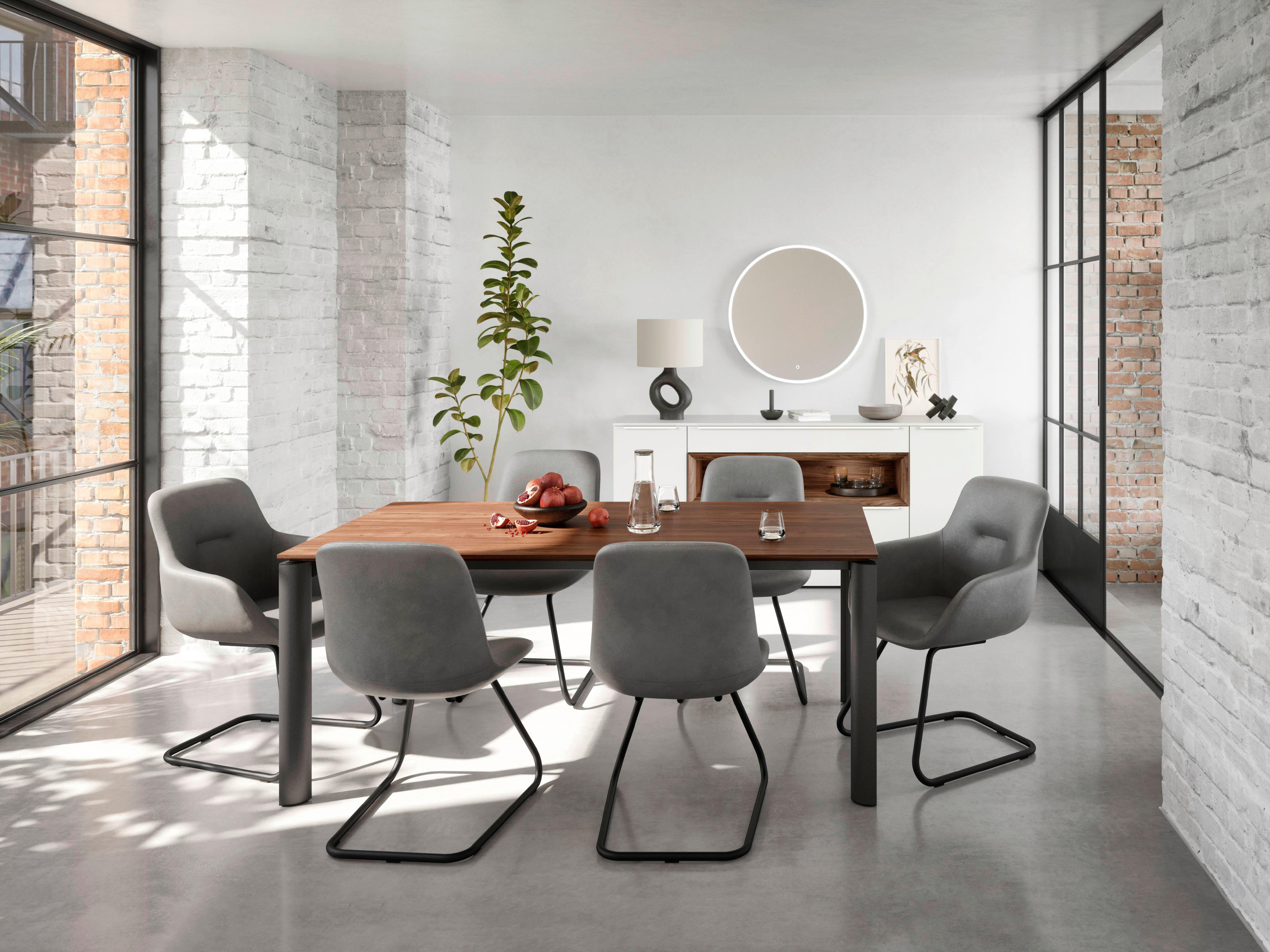 STOLIČKA S PODRÚČKAMI SWING-CHA - čierna/svetlosivá, Basics, kov/textil (62/89/61cm) - Celina Home