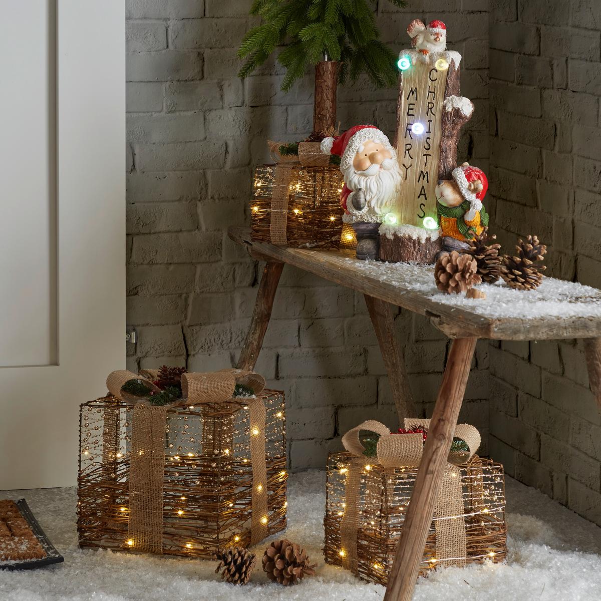 Dekor Ajándékdoboz Rani - natúr színű/aranyszínű, Konventionell, fa/fém (25/25/28cm) - Ondega