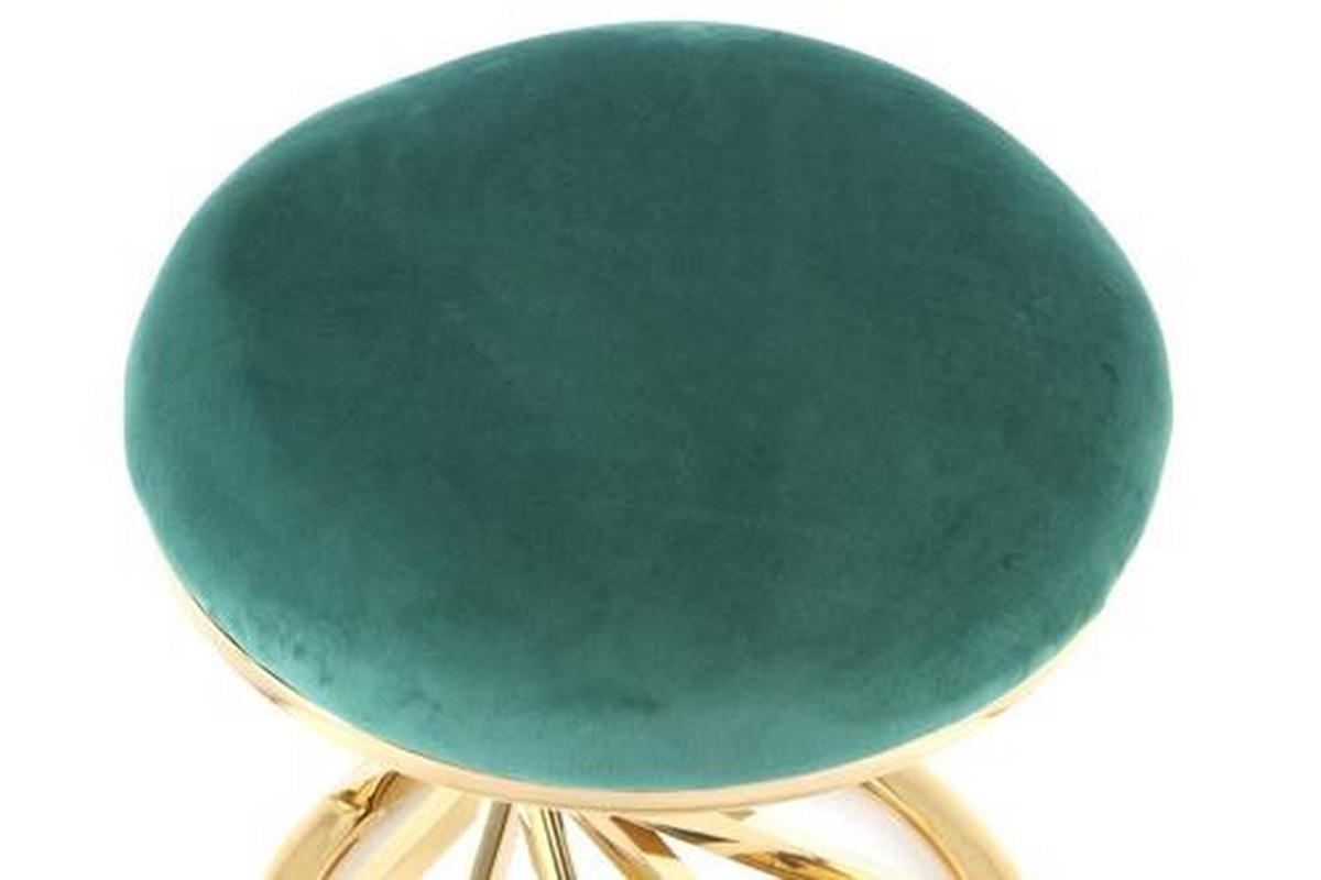 Hocker Golden Samt/Edelstahl Sitz Gepolstert H: 49cm - Goldfarben/Grün, Trend, Textil/Metall (40/49/40cm) - Kayoom