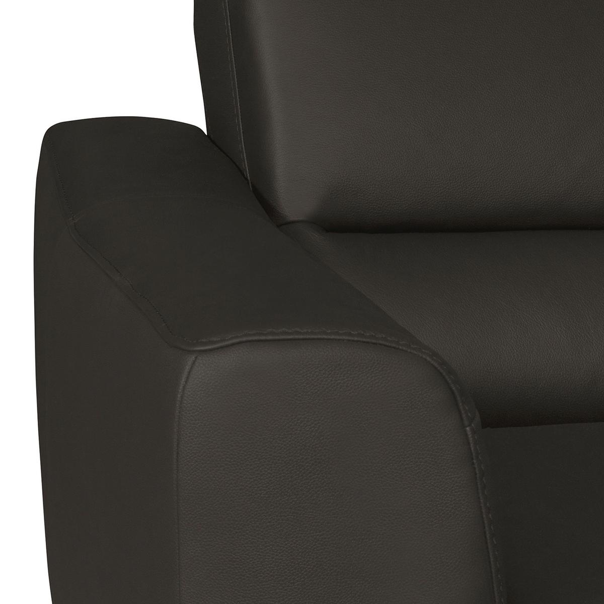 Ecksofa Santos Dunkelbraun S: 241 cm - Chromfarben/Dunkelbraun, Design, Leder/Textil (241/168cm) - Livetastic