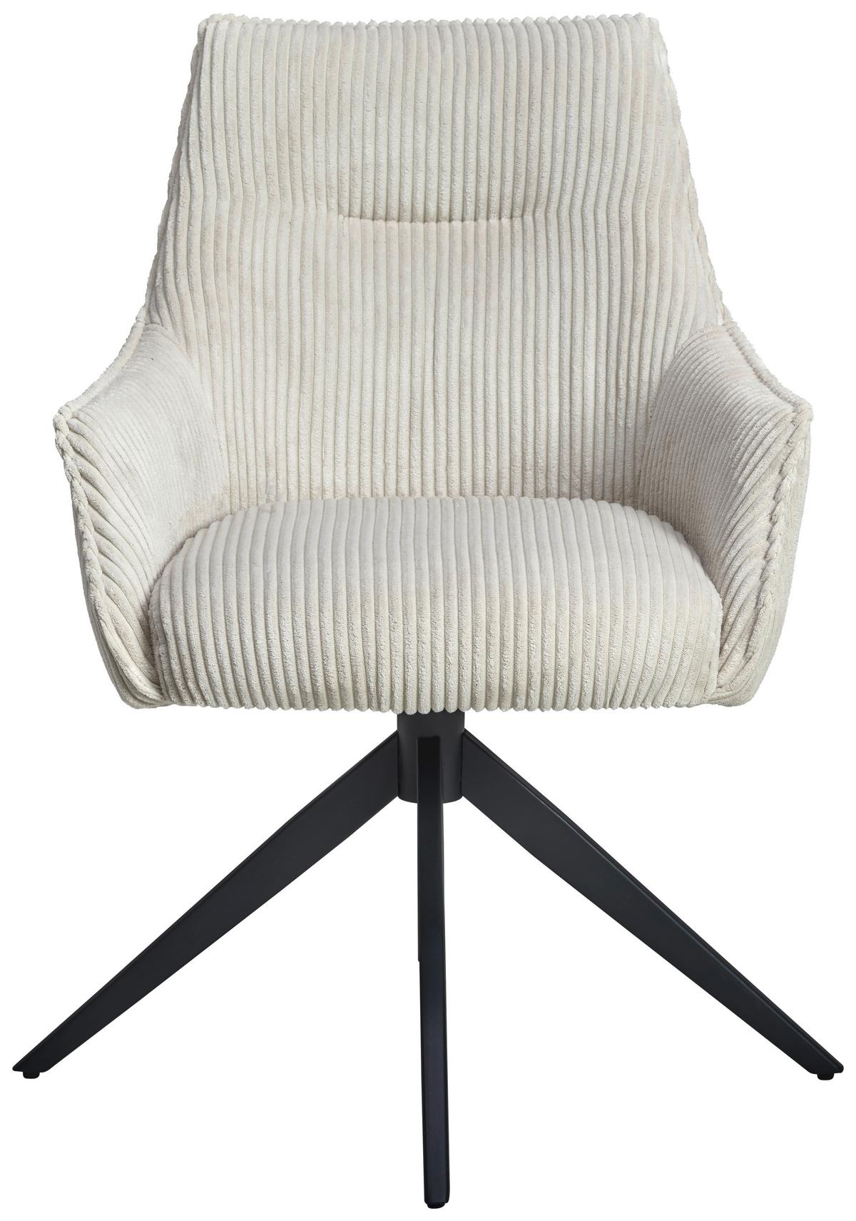 Armlehnstuhl Yuki - Beige/Schwarz, LIFESTYLE, Textil/Metall (61/87/65cm) - MID.YOU