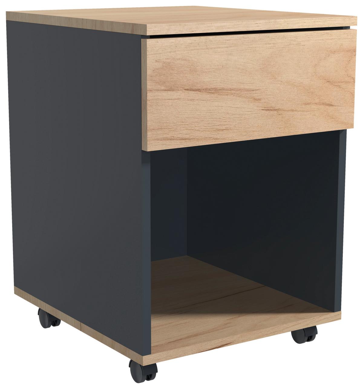 Rollcontainer Anthrazit/ Eiche Dekor Dalrosa 39x55x45cm - Honigeiche/Anthrazit, MODERN, Holzwerkstoff/Kunststoff (39/55/45cm) - MID.YOU