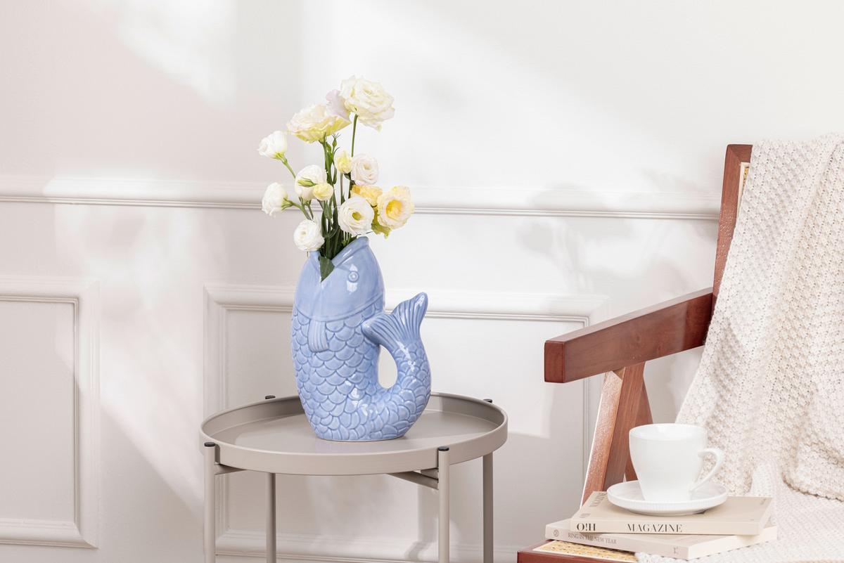 Dekovase Maggy - Blau, KONVENTIONELL, Keramik (16,2/10,3/23.8cm) - Luca Bessoni