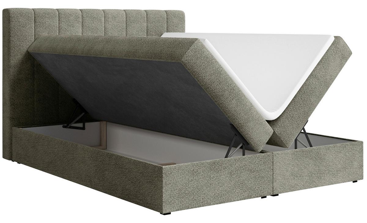 Boxbett Paris Lf: 180x200 Grün - Schwarz/Grün, MODERN, Holz/Kunststoff (180/200cm) - MID.YOU