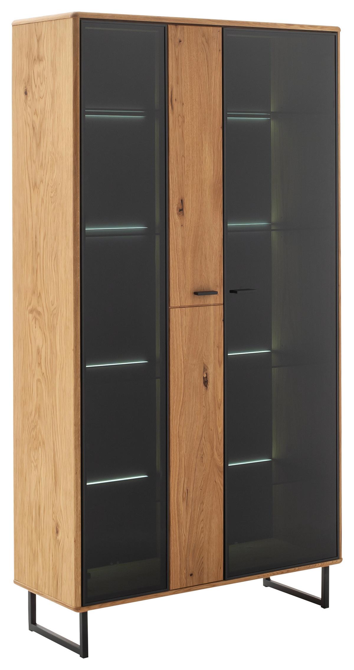 Vitrine Arezzo Wildeiche/Anthrazit B: 100 cm - Wildeiche/Anthrazit, Design, Glas/Holz (100/186/37cm) - MID.YOU