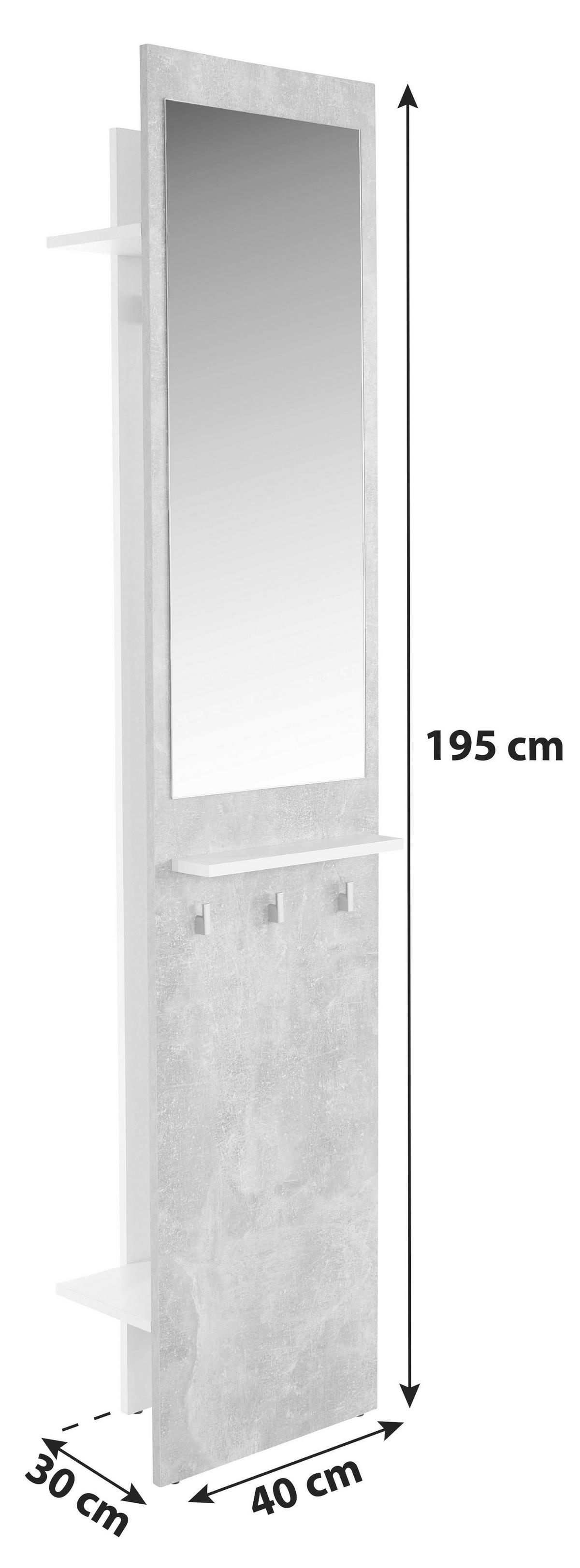 Előszobafal Alice *TOP ÁR* - világosszürke/fehér, Modern, faalapú anyag (40/195/30cm) - Best Price