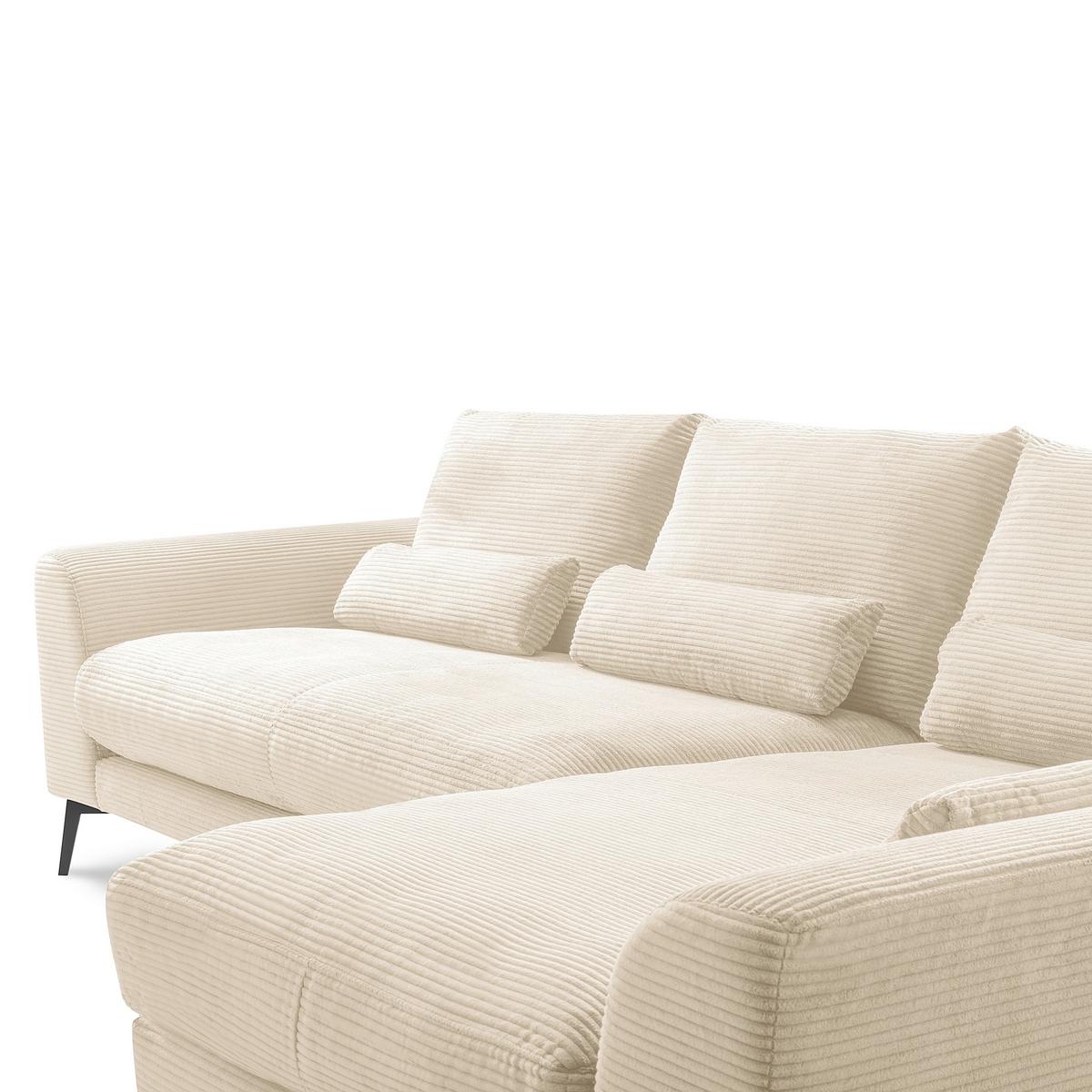 Ecksofa Berlin Cord Creme 313x172 cm - Creme/Schwarz, Design, Textil (313/172cm) - P & B