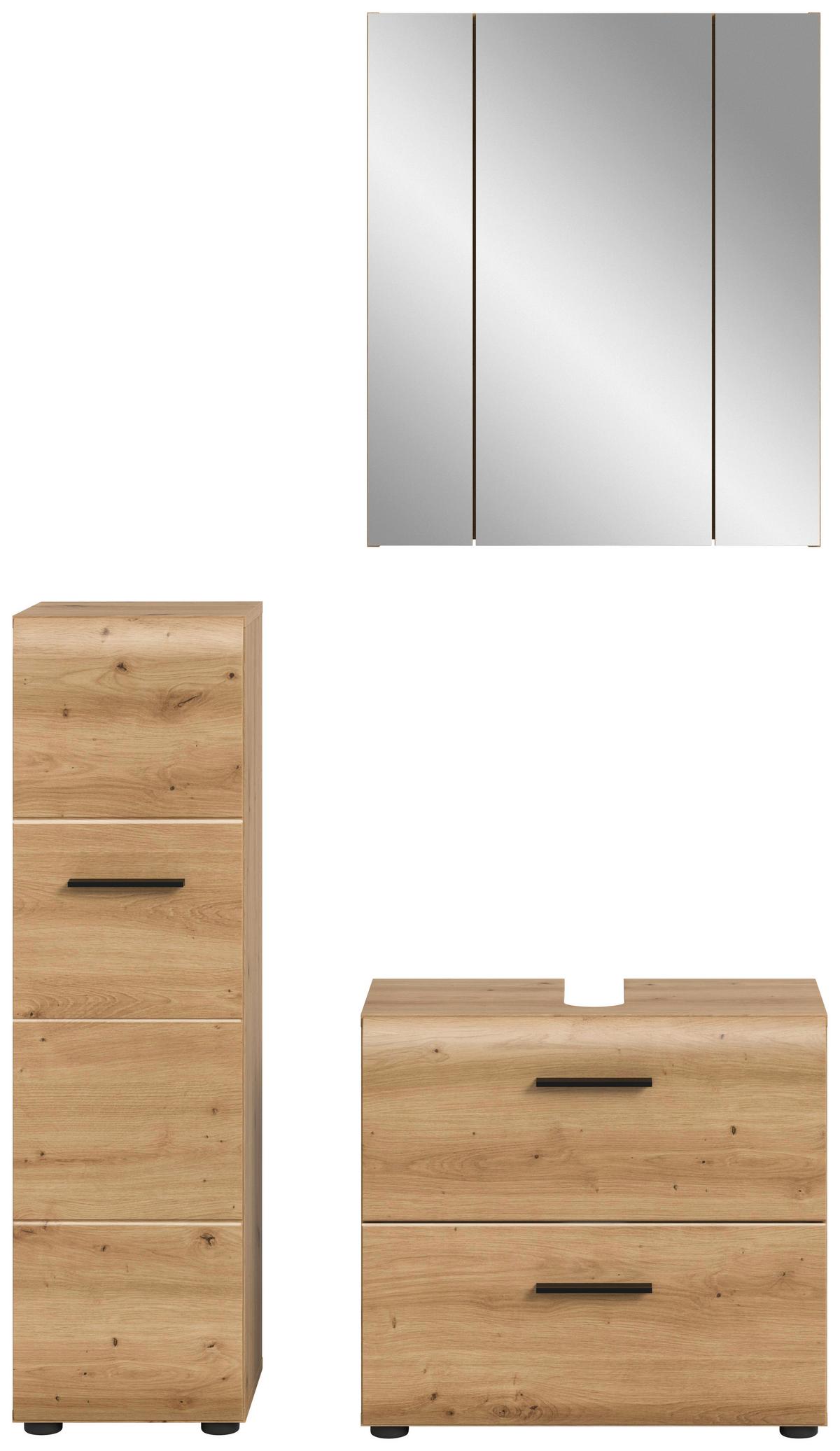 Badezimmer Ice Eiche Artisan Dekor B: 90cm - Schwarz/Eiche Artisan, Basics, Holzwerkstoff (90cm) - MID.YOU