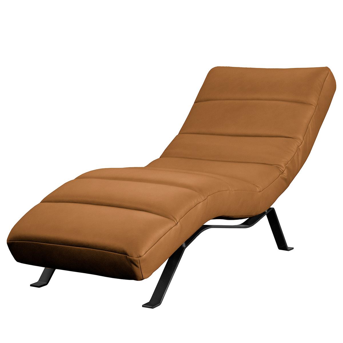 Relaxliege Swing Black Cognac B: 65 Cm - Cognac/Schwarz, Design, Leder (65/65-95/171cm) - Livetastic