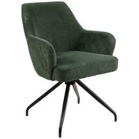 Armlehnstuhl Jeanette Grün Schwarz Echtholz Beine - Schwarz/Grün, MODERN, Holz/Textil (57/86/65cm) - MID.YOU