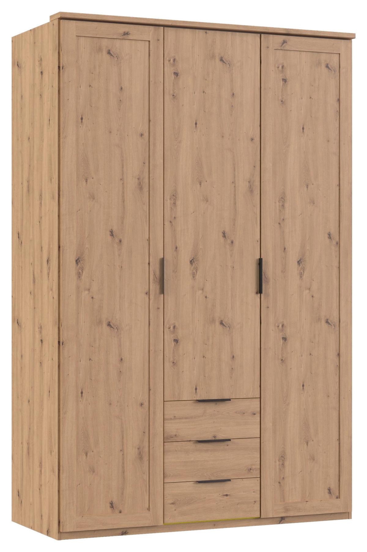 Drehtürenschrank Nadja Eiche Dekor B: 135 cm - Eiche Artisan, KONVENTIONELL, Holzwerkstoff (135/210/58cm) - MID.YOU
