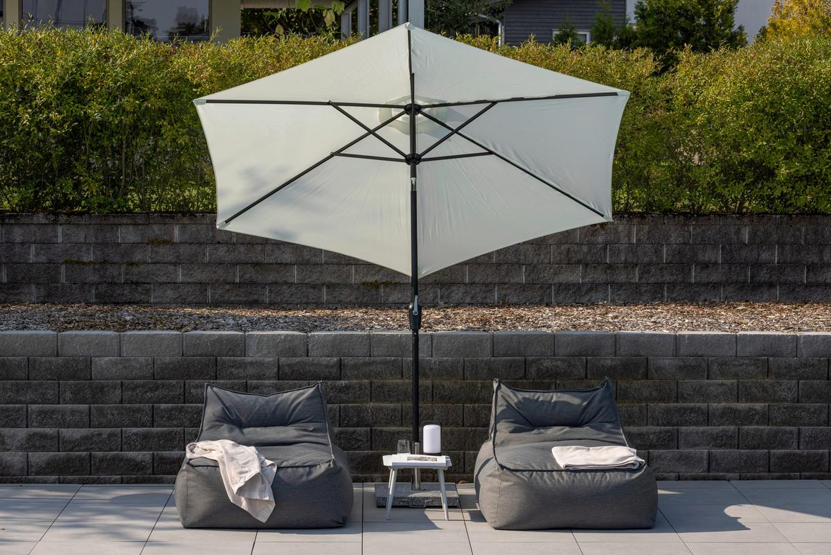 Sonnenschirm Leeds DM: 300cm H: 243cm Weiß - Ecru/Grau, KONVENTIONELL, Textil/Metall (300/300cm) - Gardenson