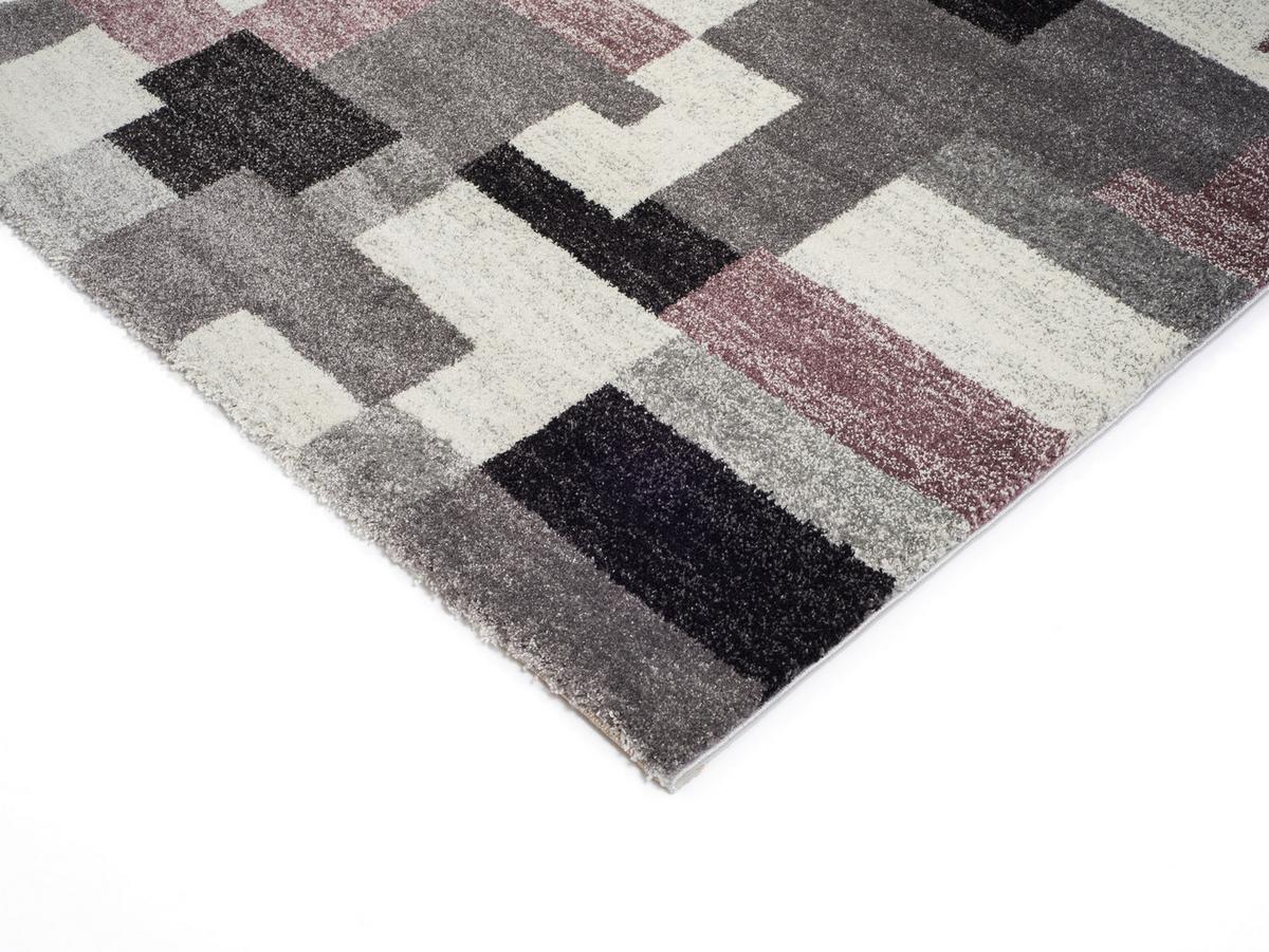 Webteppich Grau/Flieder Astor Grid 140x200 cm - Flieder/Grau, KONVENTIONELL, Textil (140/200cm) - Novel
