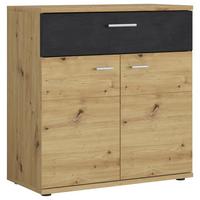 Sideboard Nina Eiche Artisan/Fresco B: 80,7cm - Schwarz/Eiche Artisan, Holzwerkstoff (80,7/84/38cm) - MID.YOU