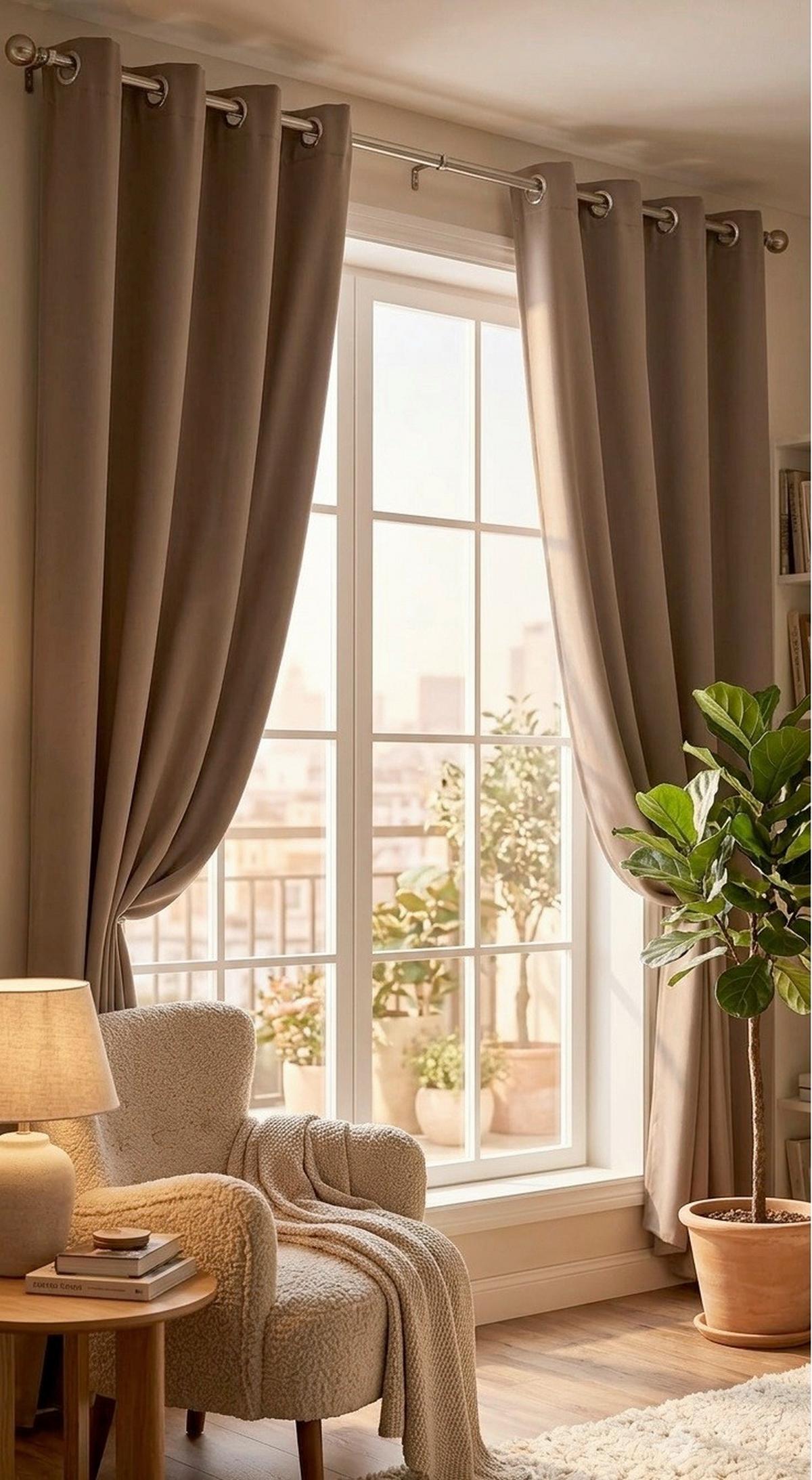 Vorhang mit Ösen Caro 140x175 cm Taupe blickdicht - Taupe, KONVENTIONELL, Textil (140/175cm) - Ondega