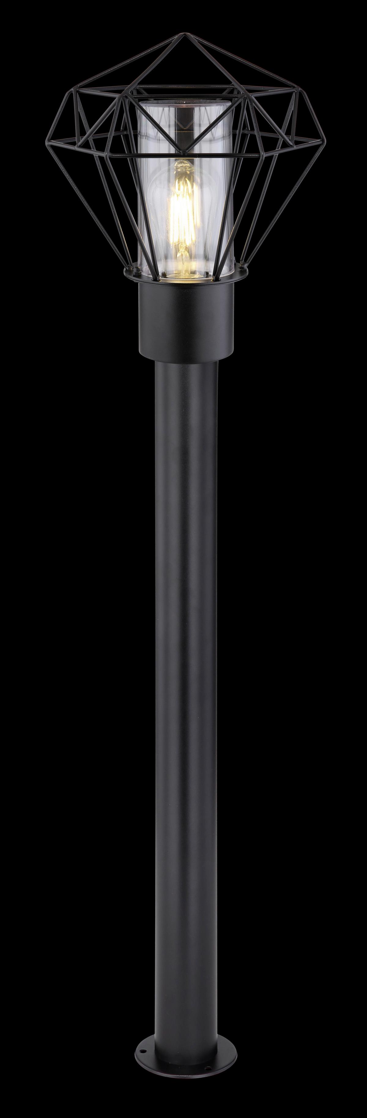 Außenleuchte Horace 15 Watt Edelstahl - Klar/Schwarz, Basics, Kunststoff/Metall (22,5/25,5/100cm) - Globo