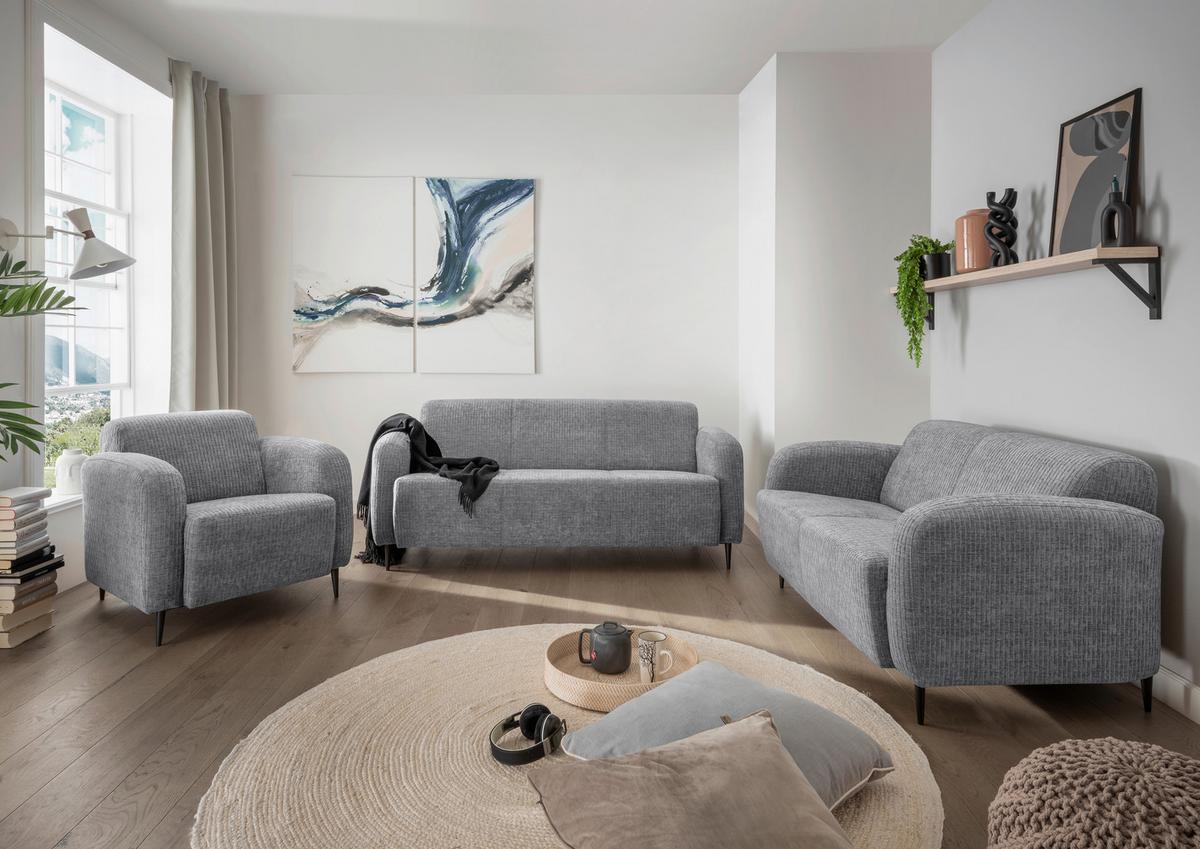 Sessel Marone Grau B: 85cm - Schwarz/Grau, MODERN, Textil (85/76/90cm) - Livetastic