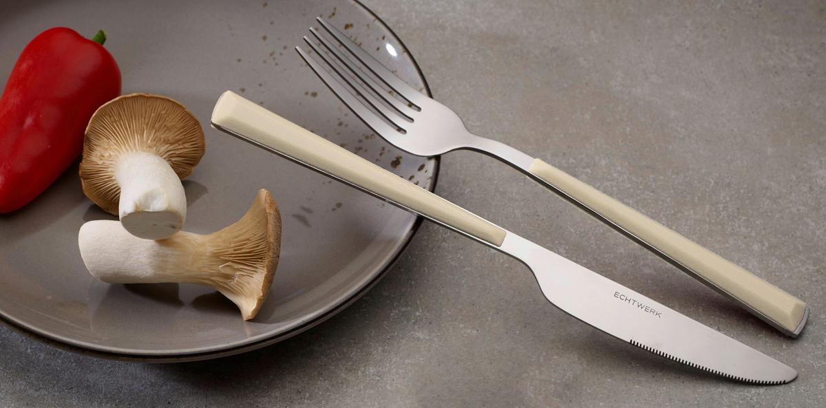 Besteckset 16-teilig Für 4 Personen - Silberfarben/Creme, Basics, Metall - Echtwerk