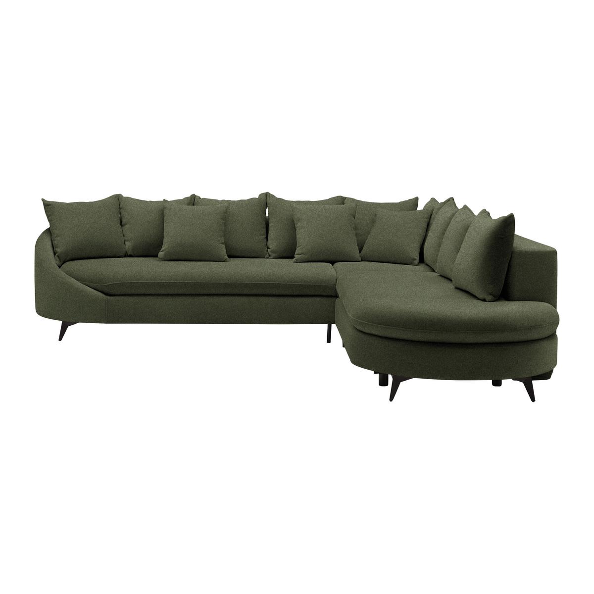 Rohová sedačka AXEL, pravá, olivově zelená žinylka - černá/olivově zelená, Moderní, kov/textil (291/250cm) - Mömax