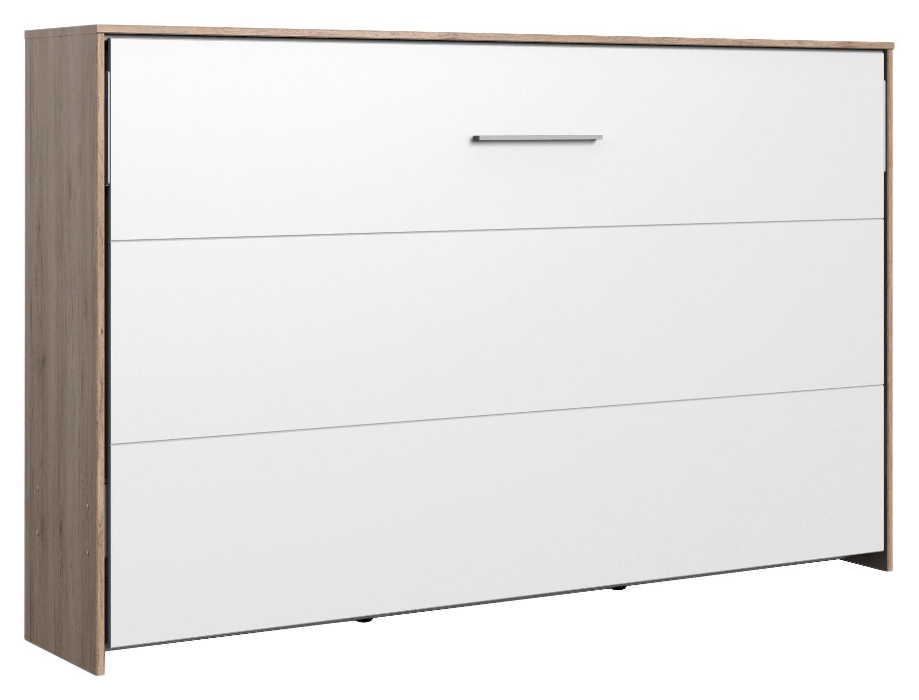 Schrankbett mit Lattenrost 120x200 Juist Weiß/ Eiche - Eichefarben/Weiß, KONVENTIONELL, Holz/Holzwerkstoff (120/200cm) - MID.YOU