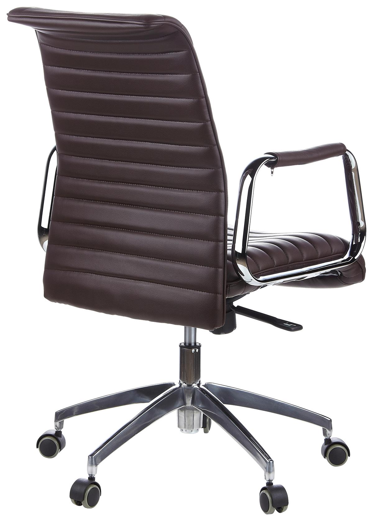 Drehstuhl Aspera 10 Dunkelbraun - Dunkelbraun/Silberfarben, MODERN, Leder/Kunststoff (59/114/50cm) - MID.YOU