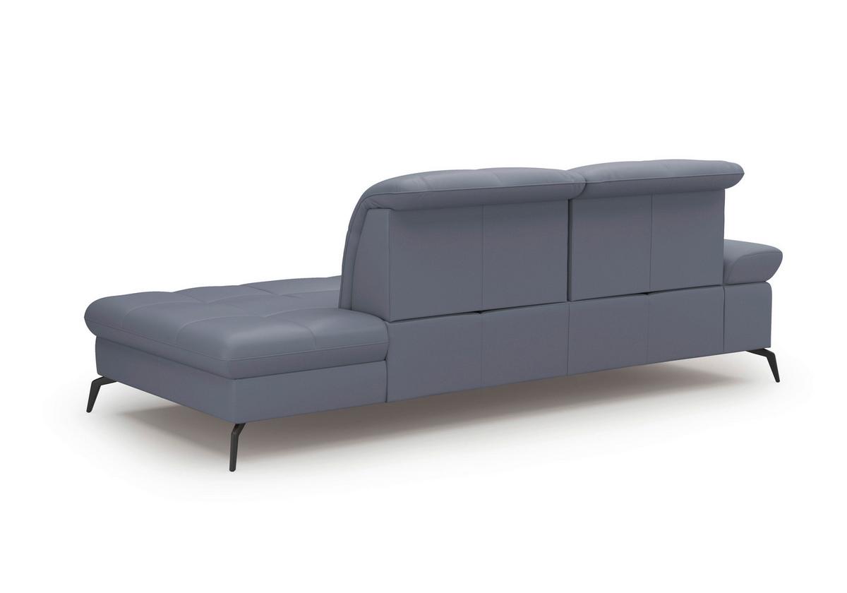 Récamiere Amica E, Graublau B: 231 Cm - Graublau/Schwarz, KONVENTIONELL, Leder (231/90/122cm) - Sit & More